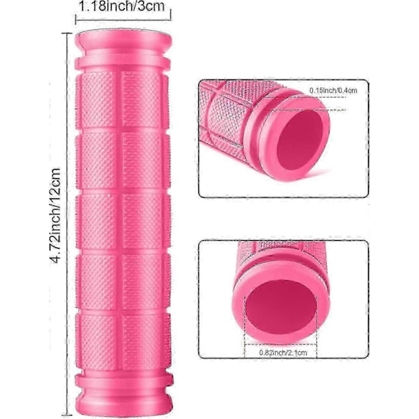 Sykkelstyre Håndtak, Myke Gummi Sykkelhåndtak Universell Størrelse, 2 sett, Svart+Rosa