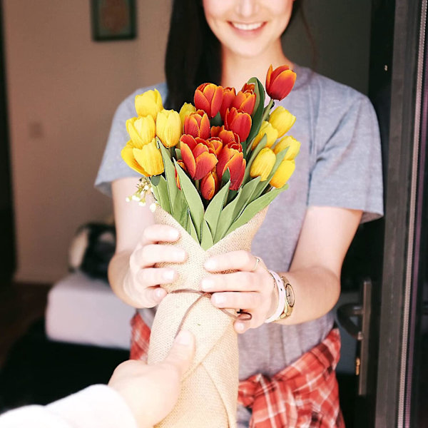 4 Kimppua/36 Keinotulppaanikukkapäätä, Silkkikukkien Keinotulppaanikimppu, Keinotulppaanikoriste Asetteluihin