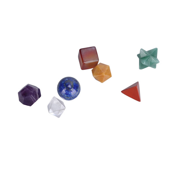 7 st chakra-helande kristaller geometriska mönster form halvädelsten dekorativa positiva energikristaller prydnad blandad färg