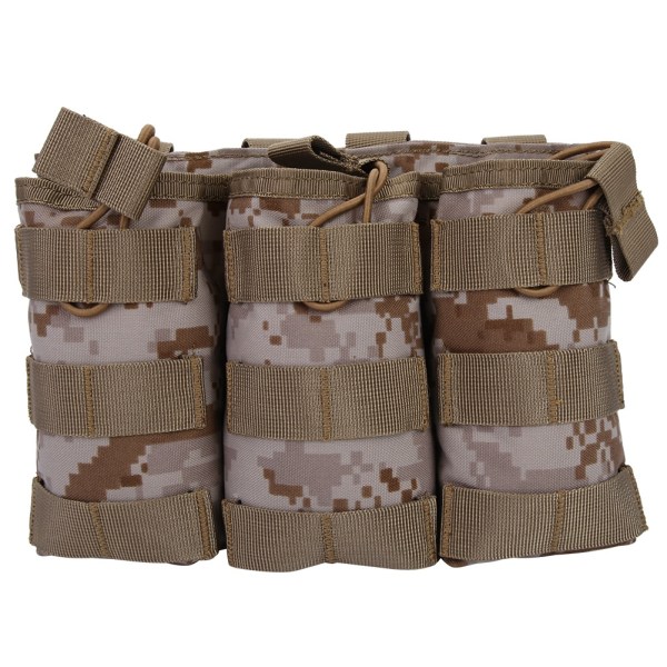 Triple Open Top Magazine Molle Pouch Militärväska för väst utomhustillbehör (DD)