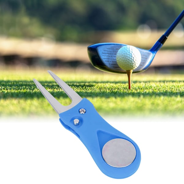 Bærbar Golf Green Divot Reparasjonsverktøy Folding Ball Gaffel Plen Reparasjon Golfer Øver Tilbehør Blå