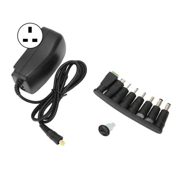 Multifunktionel 30W Universal Strømadapter med USB-port Spændingsjusterbar Strømadapter 100‑240V UK-stik