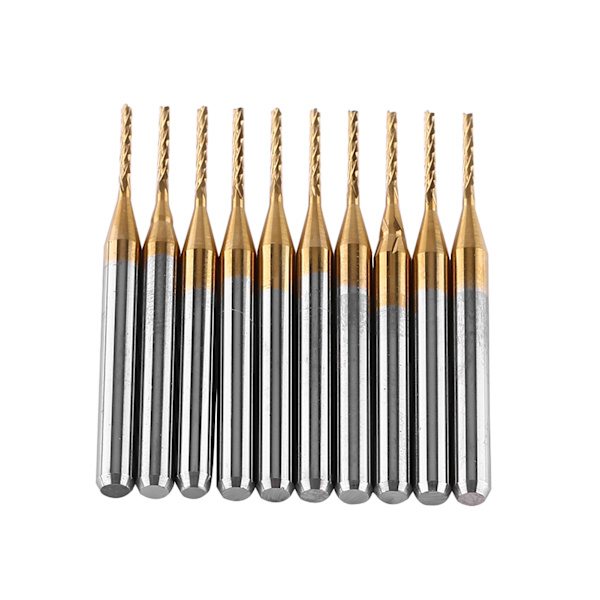 10 stk. Titanium Coat Tungsten Carbide End Mill Gravering Bits Fræser 3.175mmx1mm