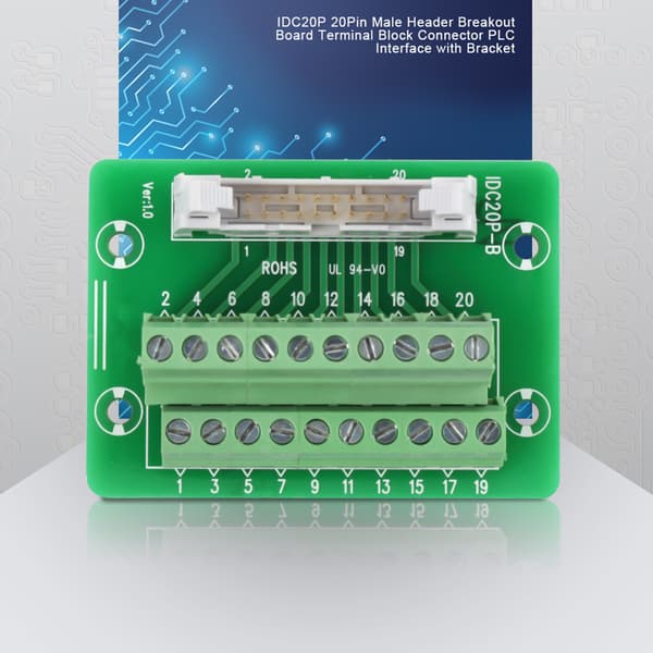 IDC20P 20-bens hanstik breakout board klemrække stik PLC-interface med beslag