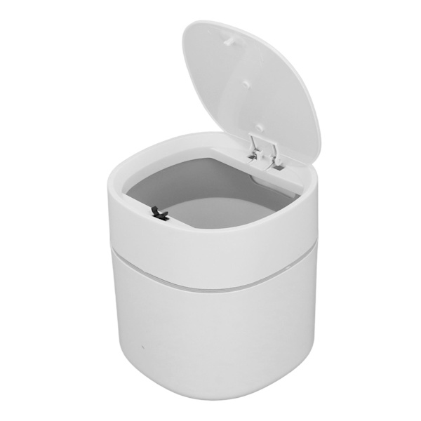 Mini skrivebords skraldespand affaldsbeholder opbevaring rengøring dåse med låg til sofabord toiletbord skrivebord bordplade hvid