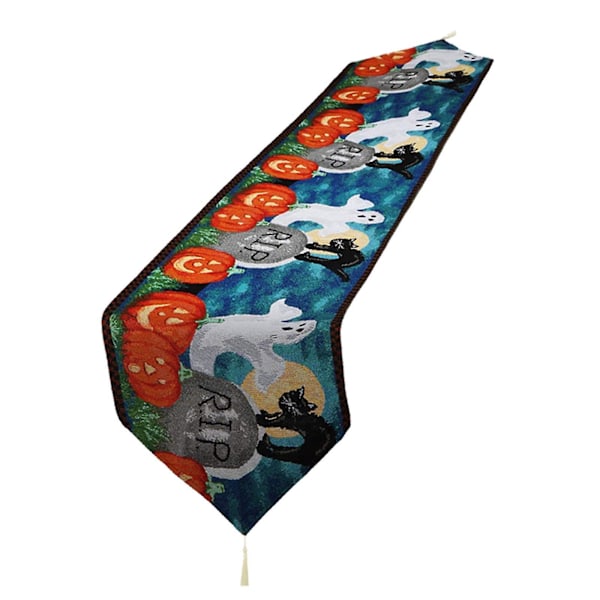 Brodert bomullslin duk med gresskar og edderkopp for Halloween høst utendørs hjemmedekor