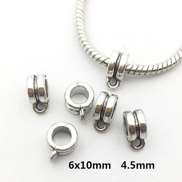 120 st Blandade Tibetanska Silver Bail Pärlor Passar Charm Europeiskt Armband Hänge