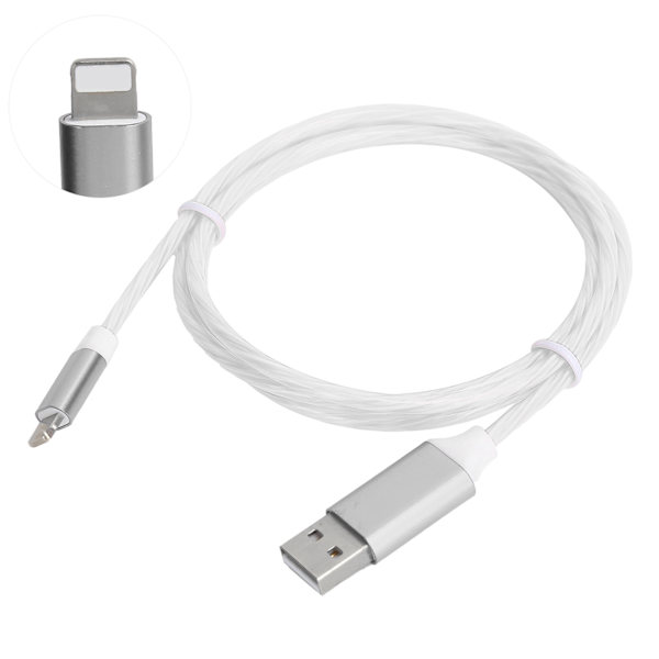 USB-latauskaapeli IOS-laitteille, LED-valoilla varustettu virtaava pikalatauskaapeli IOS-matkapuhelimille, värikäs valo