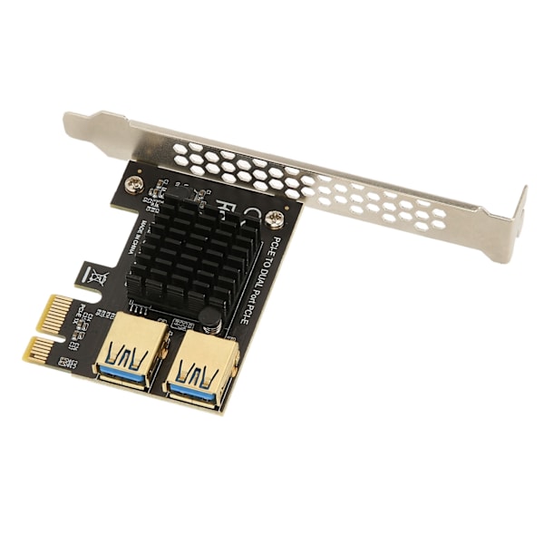 PCI E 1 til 2 Riser Card PCI E 1X til 2 Ekstern PCI E USB 3.0 udvidelseskort til Bitcoin Ethereum Mining Black Board