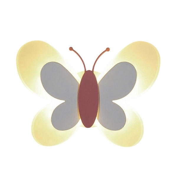 Barnrumslampa Modern Fjäril Vägglampor, Vit Vinge & Rosa