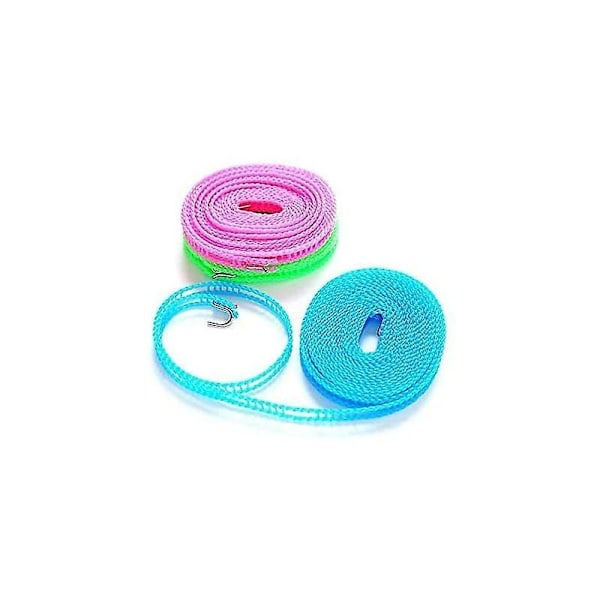 3 kpl 3m Nylon Pyykkinaru Kannettava Pyykkinaru Metallikoukulla Matkailuun ja Retkeilyyn