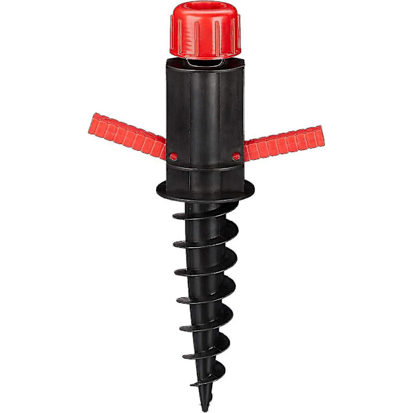 Sort fod, Parasolholder, Skrueholder, Jordspyd, Diametre 19-32 mm, Camping, Strand, rød