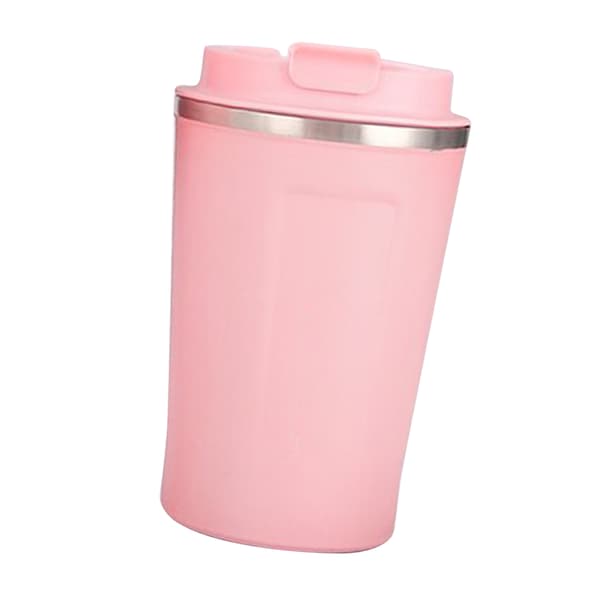 Isolerad kopp 304 rostfritt stål foder säkerhetslås stor kapacitet bärbar isolerad kaffemugg med lock för kontor rosa 380ml
