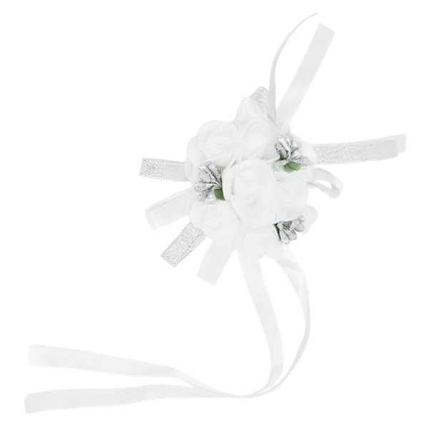 Hvit bryllupshåndleddsblomst med perlebånddesign Ekteskap Bryllup Håndleddskorsett