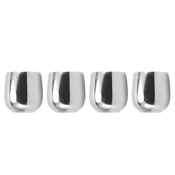 4 stk. kaffekop i rustfrit stål med dobbeltlagsisolering, der forhindrer skoldning, buet kop, 200 ml