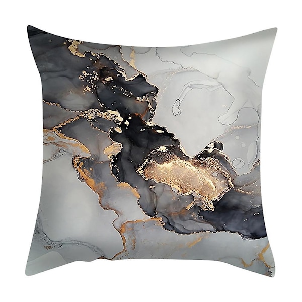 Set med 4 Kuddfodral Grå Marmor 45 x 45 cm Svart Gyllene Abstrakt Konst Sammet Mjukt Dekorativt Kuddfodral Prydnadskudde Överdrag för Soffa Sovrum Vardagsrum