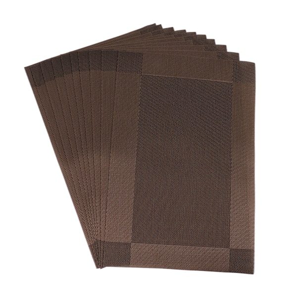 10-pack bordstablett set kaffe brun PVC värmebeständig halkfri 30x45cm tvättbar mattillbehör för bord kök