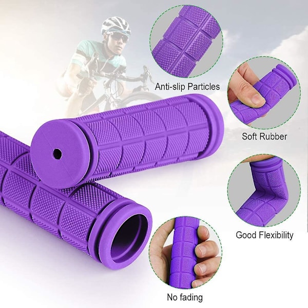 Skridsikre bløde gummiergonomiske cykelstyrgreb - 1 par (violet)