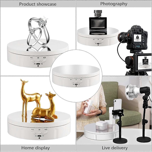 Elektrisk roterende displaystand, 360 graders roterende displaystand, 3 hastigheder, 3 displayvinkler