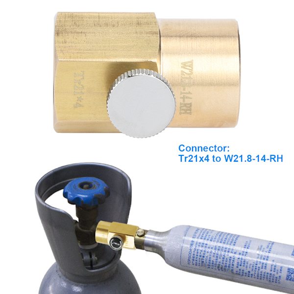Tr21x4 til W21.8-14-RH CO2-adapter, sodavand CO2-cylinderadapter, påfyldningsventil, forbindelsesstykke