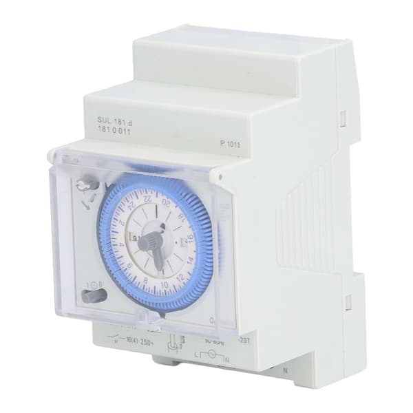 Mekanisk Timer Switch 24 Timer Tidsafbryder DIN-skinne med Strømreserve SUL 181d 110‑230V