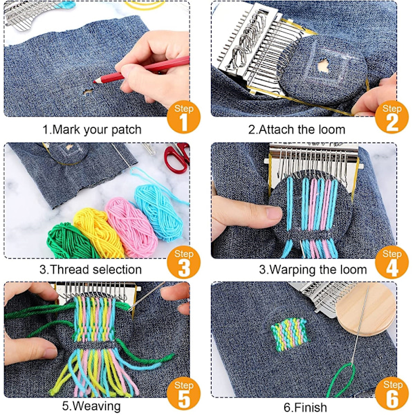 Darning Loom Liten Vävstol Kit Trävävverktyg DIY Vackra Vävkonster på Kläder Sockor