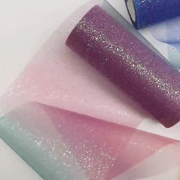 Regnbue-Sequin Tulle Ruller Sæt af 5 Assorterede Farver til Bordløbere, Stoledekorationer, Festtutus og Syprojekter