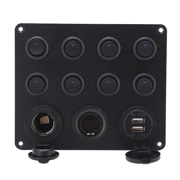 Biloplader 8 Position Switch Dual USB 2.1A LED Display Høj Effekt RV Stikkontakt