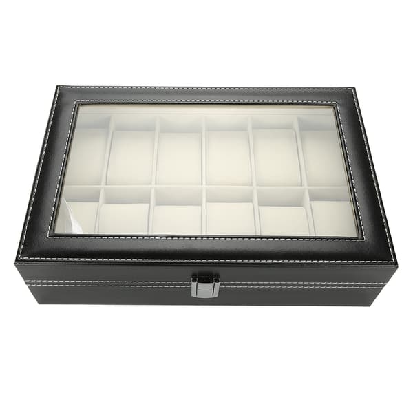 12 Rum PU Læder Ur Display Etui Opbevaringsboks Organizer Ur Smykker Display Boks