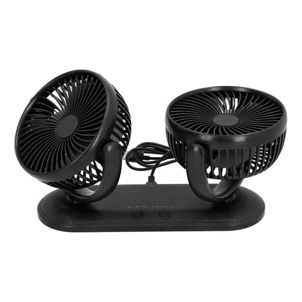Bil Auto Ventilator 360 Grader Justerbar 3-Niveauer Luftkøling Dobbelt Hoved Lydløs USB Køler DC201