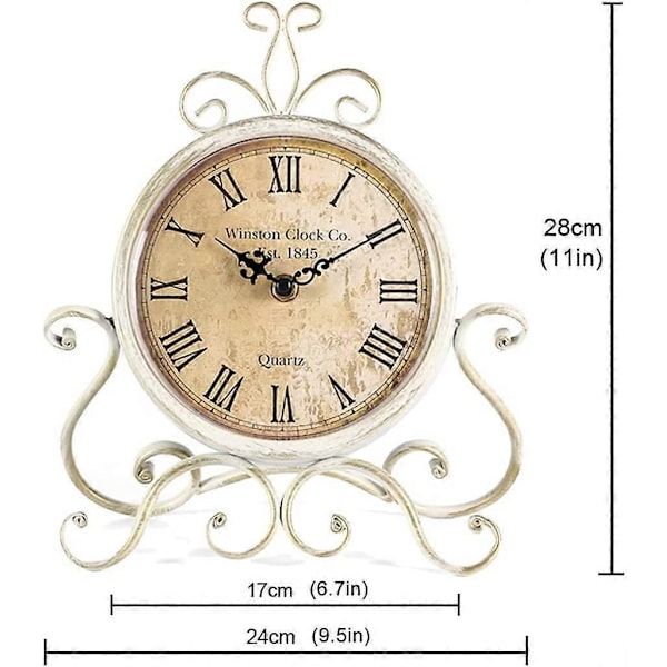 Bordsklockor 28 cm Hög Tyst Icke Tickande Romersk Retro Konst Skrivbordsklocka för Vardagsrum Sovrum Kontor (Koppar)