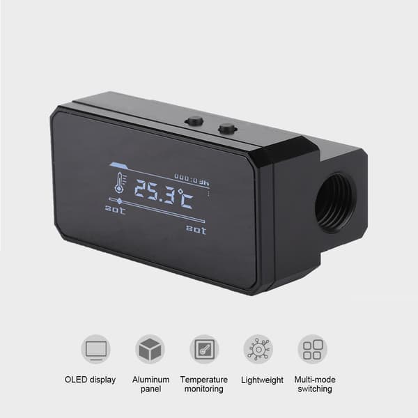 Intelligent vandtemperatur beskytter Multi Mode OLED Display Overvågning Termometer (Sort)