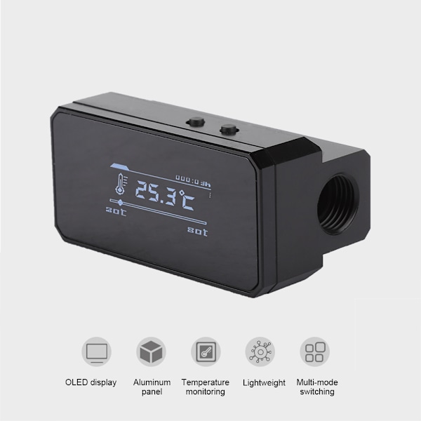 Intelligent Vattentemperatur Skydd Multi Mode OLED Display Övervakning Termometer(Svart )