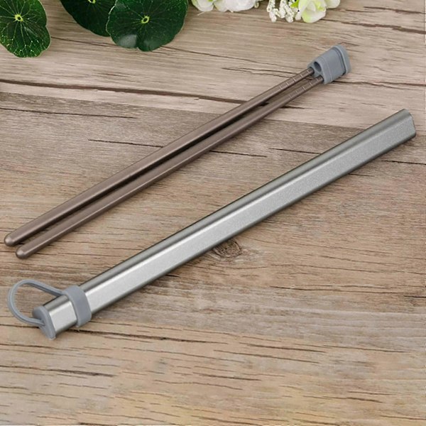 2x Oppbevaringsrør for spisepinner Aluminiumlegeringsboks Etui for oppbevaringsboks for titanstikk uten Cho