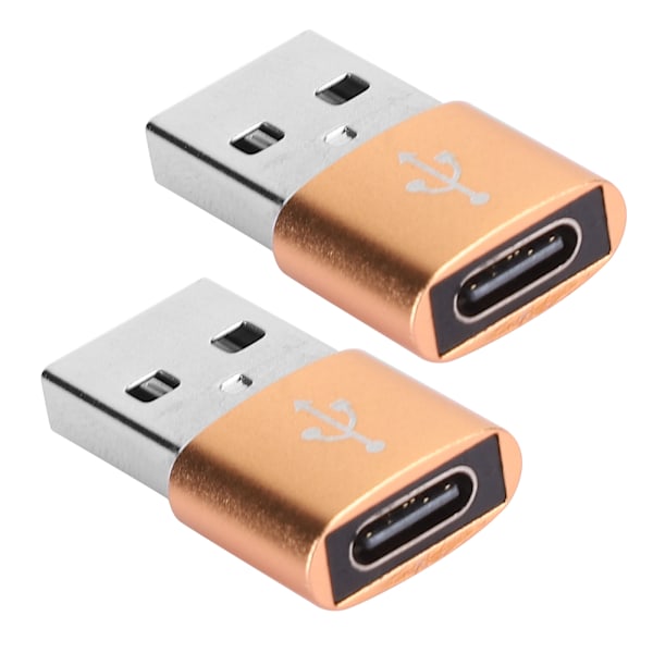 2 kpl alumiiniseos TypeC - USB -sovitinta latauksen synkronointiin ja tiedonsiirtoon (kulta)
