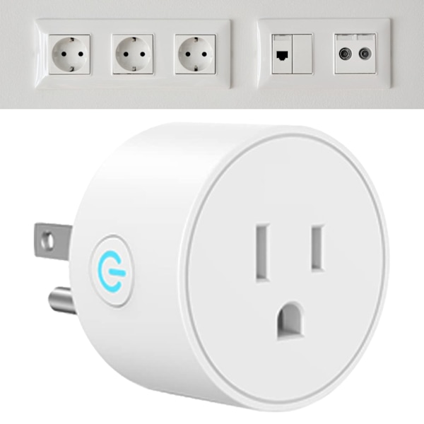Smart Plug Fjernbetjening Stemmestyring US Smart Home WiFi-stikkontakt til hjemmet Hotel 10A 100V-240V Hvid
