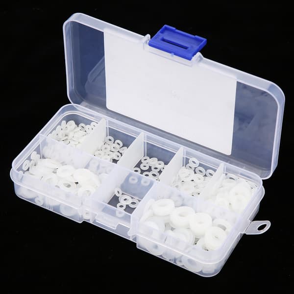 500 st M2-M6 Nylon Platt Bricka Packning Vanliga Brickor Sortimentskit med Låda (Vit)