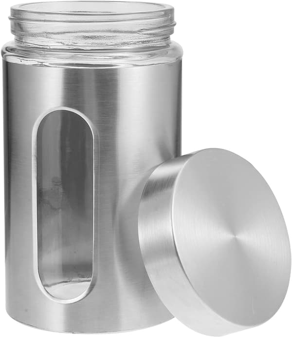 1 vinduesdåse i rustfrit stål 950 ml til te, kaffe, sukkerpulver