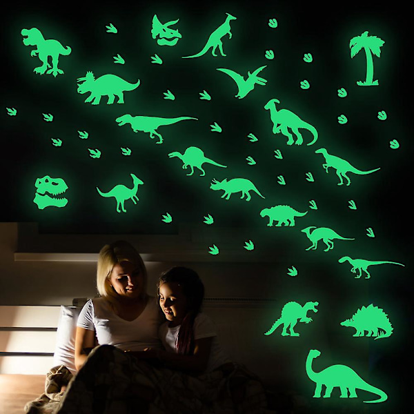 Självlysande Dinosaurie Väggdekaler, Dinosaurie Väggdekaler För Barn/Babyrum, Dinosaurie Fotavtryck Väggdekaler, Avtagbar Fluorescerande Väggdekal För B