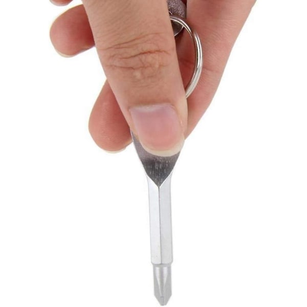 Kannettava ruostumaton taskuruuvimeisseli avaimenperän selviytymistyökalu Phillipsillä ja litteällä ruuvimeisselillä