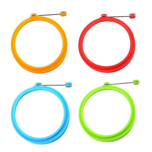 Silikonäggringar Icke-klibbiga 4-pack Flerfärgade Perfekt för Stekta Ägg och Pankakor