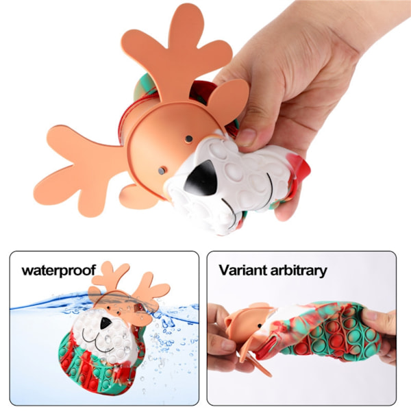 Tryck på bubbla jul älg myntväska bärbar silikon dekompression leksak extrudering bubbla axelväska present till flickor