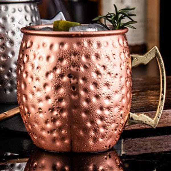 2 stk. 530 ml elegant hammeret point kop i kobberbelagt rustfrit stål til cocktails
