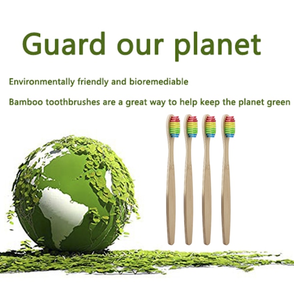 10 st bambu tandborstar individuellt inslagna rengöring mjuka bambu tandborstar för vardagen Färgglada