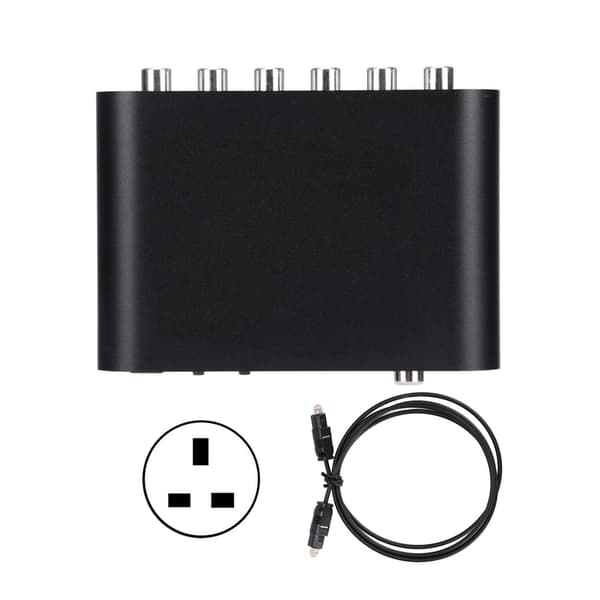 51R Digital lyddekoder 5.1-kanal til 3,5 mm stereo AUX til 6 RCA digital DAC-dekoder AC 100-240V UK-plugg