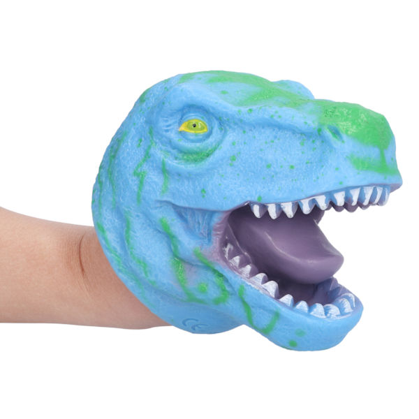 Dinosaur Hand Puppet Realistisk Mjuk Halloween Tyrannosaurus Rollspel Leksak för BarnBlå