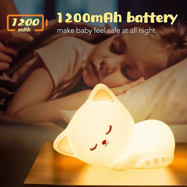 Baby Nattlampa Kawaii Barn Nattlampa Dekor Flickrum, 16 Färger Katt Nattlampa Baby Nattlampa Barn Sänglampa, Baby Nattlampa Katt Natt