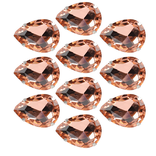 10 stk. sy på rhinsten krystaller skinnende knapper dekoration til DIY håndværk tøj sko tasker (0,71 x 0,75 tommer pink dråbeformet)
