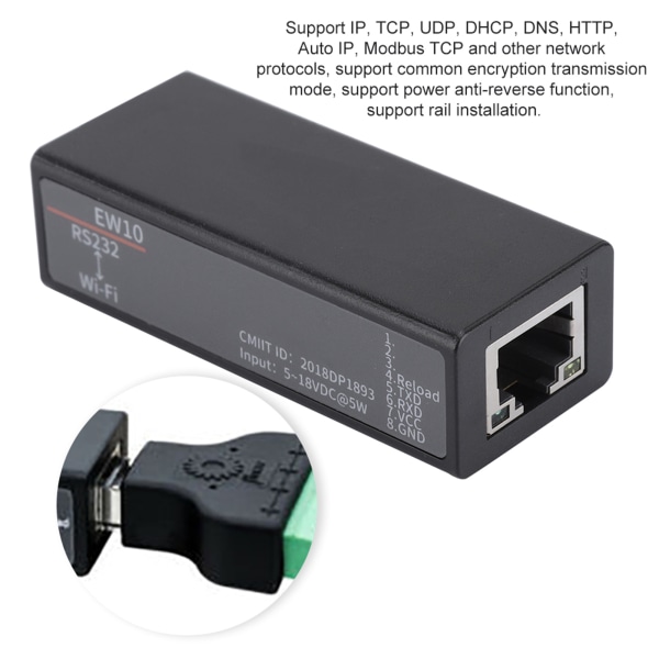 Wifi seriell server ElfinEW10A till Wifi Ethernet RS232 trådlöst nätverk Modbus