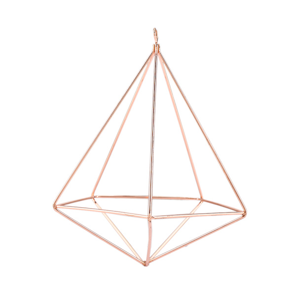 Fristående hängande geometrisk växtstativ blomkruka hängare mossa ormbun växtdekor (roséguld)